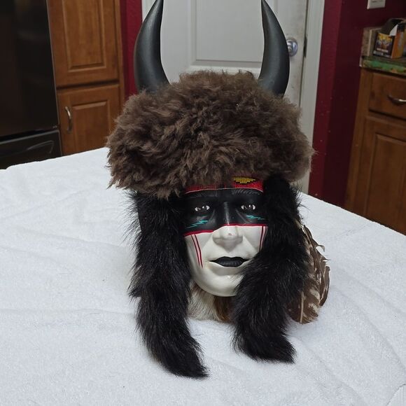 Native American Indian Spirit Mask Face Wall Hanging - minor flaws - Picture 3 of 10